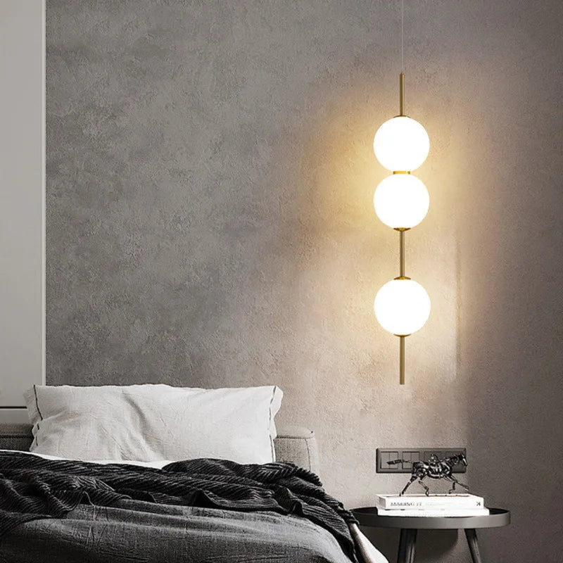 DecorBites™ LED White Glass Ball Pendant Lamp for Home Decor.