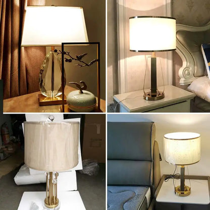 DecorBites™ Crystal Bedside Lamp: Modern Nordic Design, Fabric Lampshade for Living Room & Bedroom