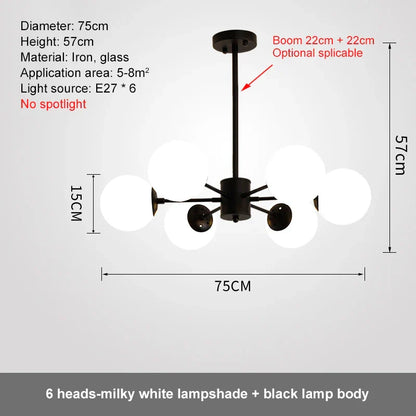 DecorBites™ Glass Ball LED Chandelier for Bedroom and Dining Room