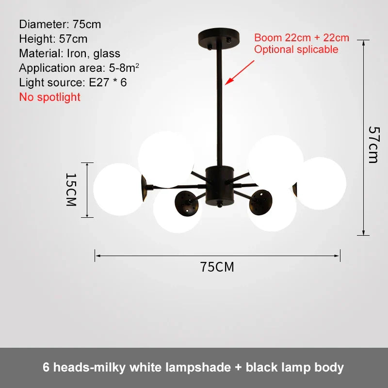 DecorBites™ Glass Ball LED Chandelier for Bedroom Dining Room - Elegant Ceiling Pendant Lamp