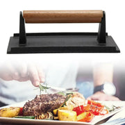 Cast Iron Steak Press With Wooden Handle