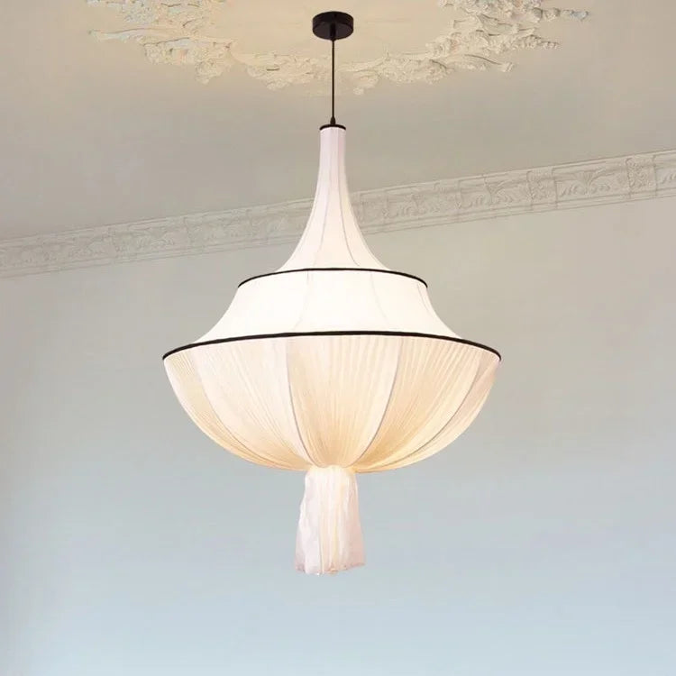 DecorBites™ Creamy E27 Foyer Chandelier: French-Inspired LED Pendant Lights for Bedroom, Art Decor Lampara
