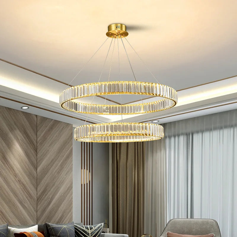 Gold Crystal Ring Chandelier Dia120cm Modern LED