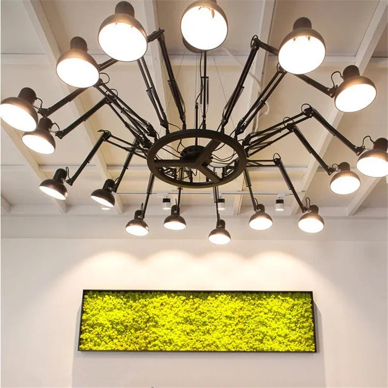 DecorBites™ Industrial LED Pendant Light Spider Iron Chandelier Flex Fixtures