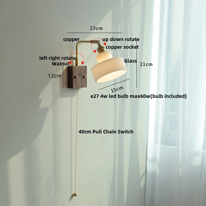 Brass Walnut Wall Sconce