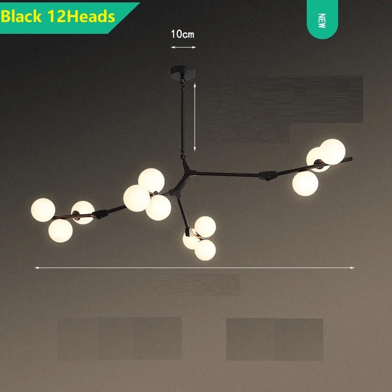 DecorBites™ Glass Balls LED Pendant Lights: Modern Branches Style Chandeliers for Living Room