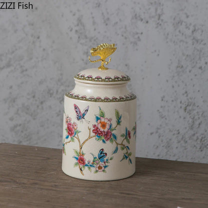 DecorBites™ Dragonfly Lid Storage Jar - Round Cosmetic Jewelry Box Candy Pot Aroma Can