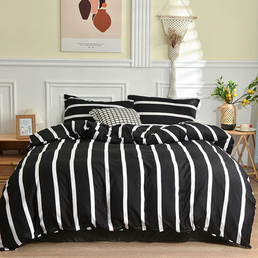 DecorBites™ Geometric Stripes Printed Bedding Set: Duvet Cover, Bed Sheets, Pillowcases