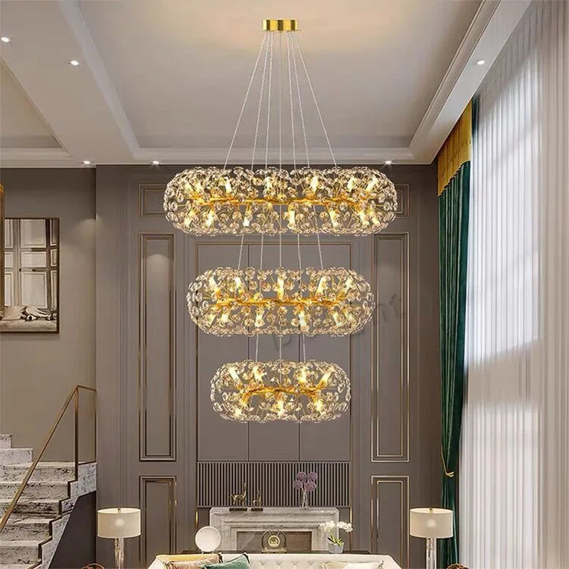 Gold Crystal LED Hanging Lamp