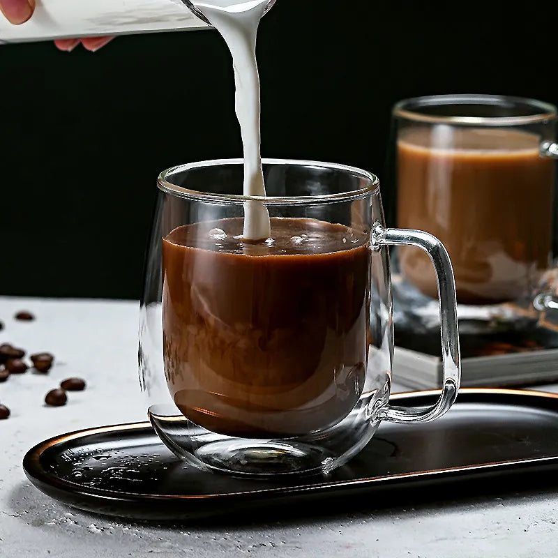 DecorBites™ Double Wall Glass Coffee Cup Espresso Mug Heat Resistant Cocktail Wine Beer Mug
