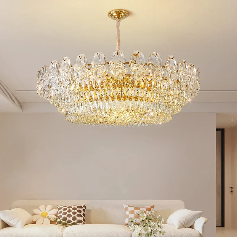 DecorBites™ Crystal Rose Chandelier for Living Room Dining Bedroom 2024 French Light Luxury