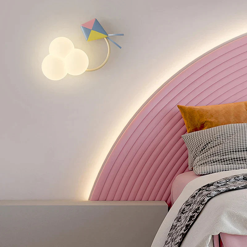 DecorBites™ Kids Airplane Wall Light with Rainbow Kite Design