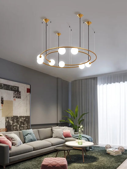 DecorBites™ Glass Ball LED Pendant Chandelier for Modern Living Room Decor