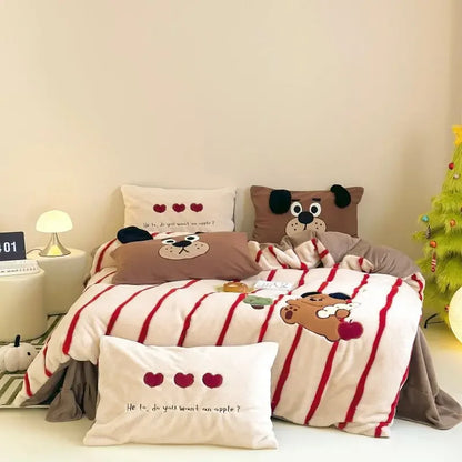 DecorBites™ Cozy Autumn Winter King Size Duvet Set with Velvet Blanket Cover