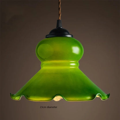 DecorBites™ Green Glass LED Pendant Lights: Vintage Japanese-America Style Hanging Lamp