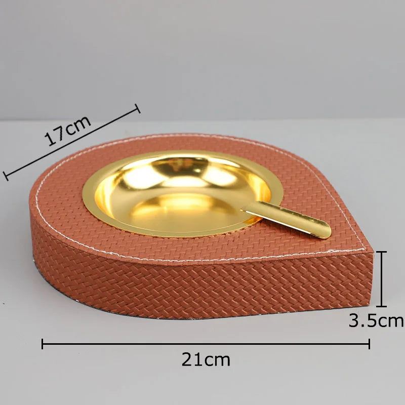 Metal Leather Desktop Ashtray