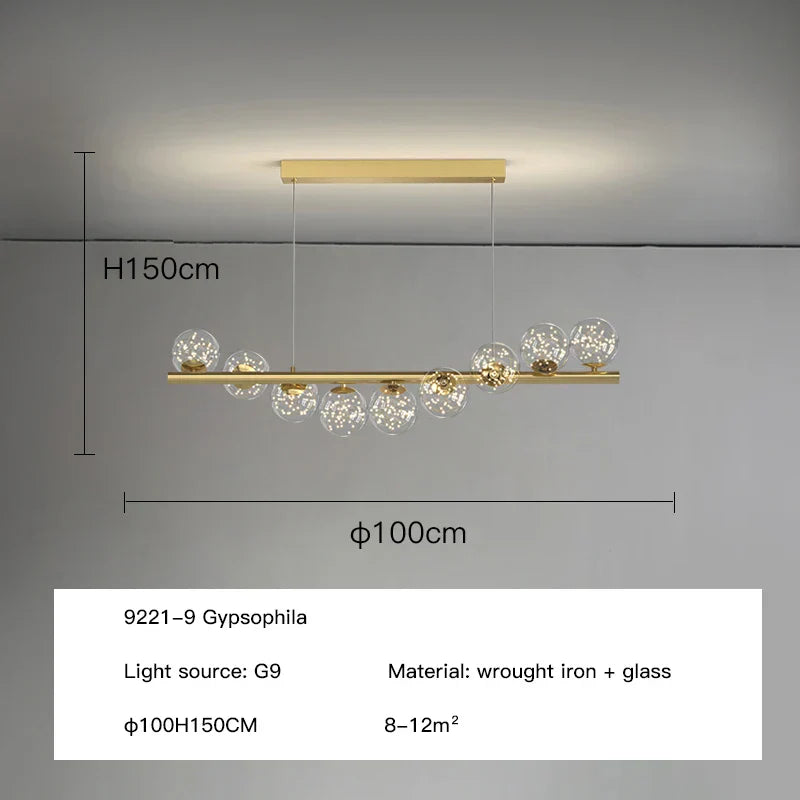 DecorBites™ Glass Balls G9 LED Chandelier for Dining Room & Kitchen
