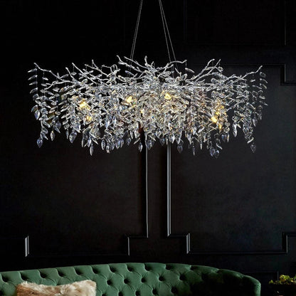 DecorBites™ Crystal Chrome Chandelier: Luxury Pendant Lamp for Living Rooms, Villas, and Restaurants