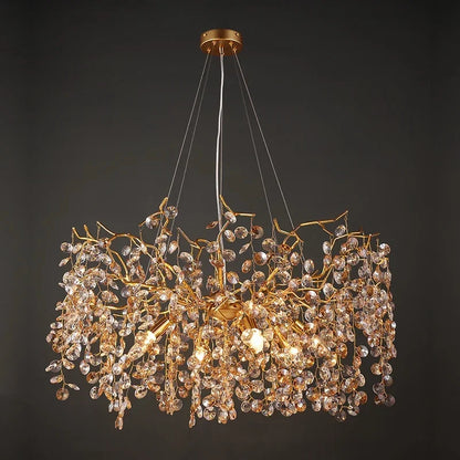 DecorBites™ Crystal LED Chandelier 60/80/100 cm Golden Luxury Lamp for Dining & Living Room