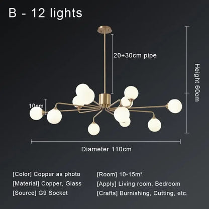 DecorBites™ Copper Ceiling Chandelier for Home Decor Lighting
