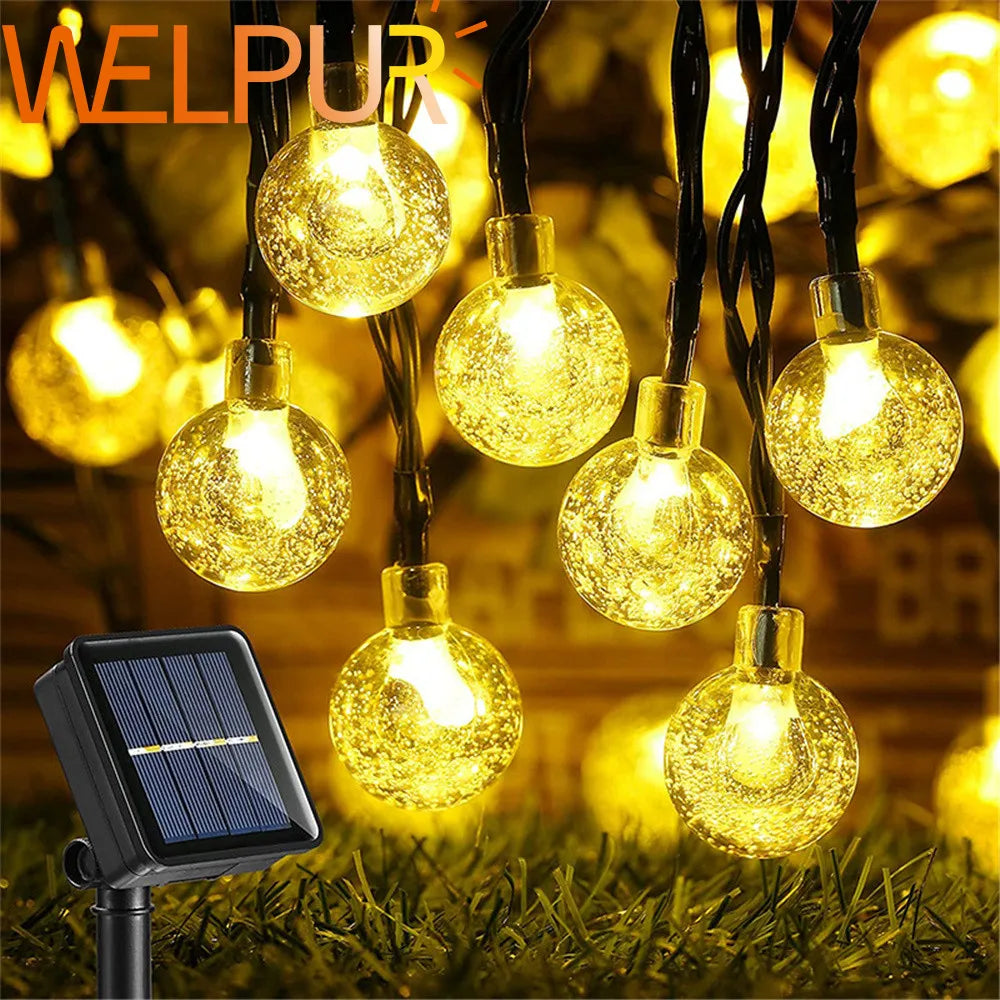 DecorBites™ Crystal Ball Solar Fairy Lights for Outdoor Garden Christmas Wedding Decor