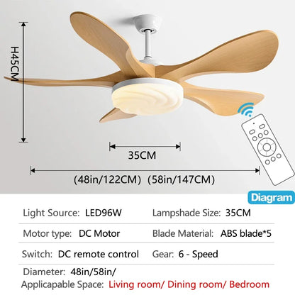 DecorBites™ 58-Inch Black Ceiling Fan Light for Dining & Living Rooms has Strong Winds.