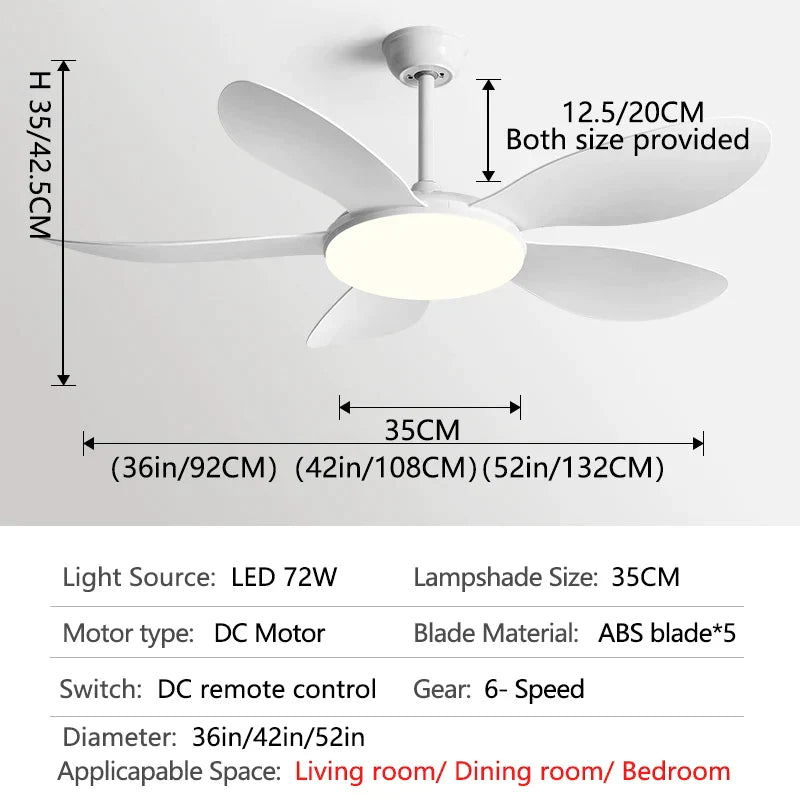 DecorBites™ Black DC Ceiling Fan Light Strong Wind Indoor Electric Fan 2023
