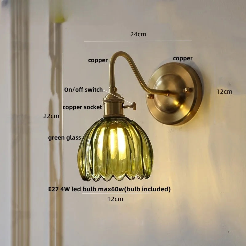 DecorBites™ Glass Copper LED Wall Sconce, Modern Kitchen Dining Room Bedside Lamp Wandlamp