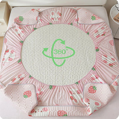 DecorBites™ Cute Cartoon Pattern Cooling Fitted Sheet with Natural Latex Fabric