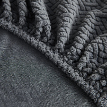 DecorBites™ Jacquard Velvet Sofa Cover - Polar Fleece Stretch Slipcovers
