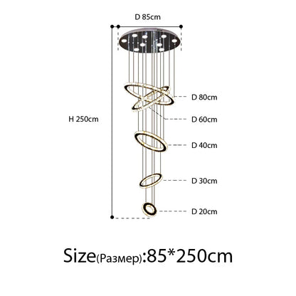 DecorBites™ Crystal Rings Chandelier: Modern Luxury Staircase Lighting Fixture