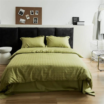 DecorBites™ Grey Lines Stripes Duvet Cover Set Cotton Satin Jacquard Queen King Size