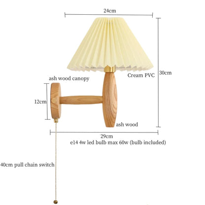 DecorBites™ Cream PVC LED Wall Lamps Japanese Walnut Wood Applique Murale