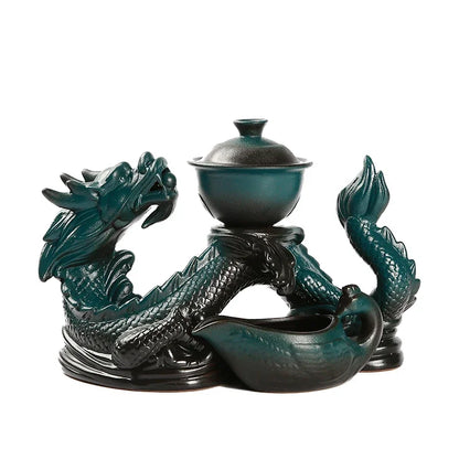 DecorBites™ Dragon Teapot Set | Semi-Automatic Tea Set | Magnetic Rotating Water-Conducting Tea Set