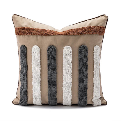 DecorBites™ Geometric Embroidery Boho Loop Tufte Cotton Canvas Cushion Cover 45x45/30x50cm