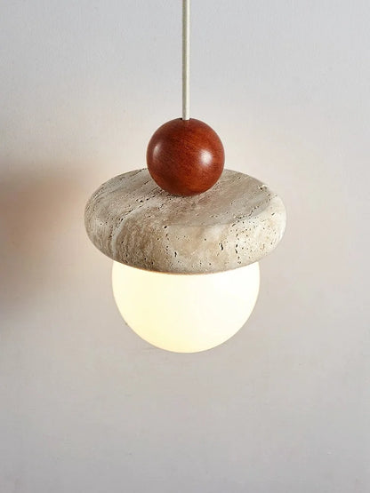 DecorBites™ Cream Stone Wood LED Chandelier for Bedroom & Children's Room