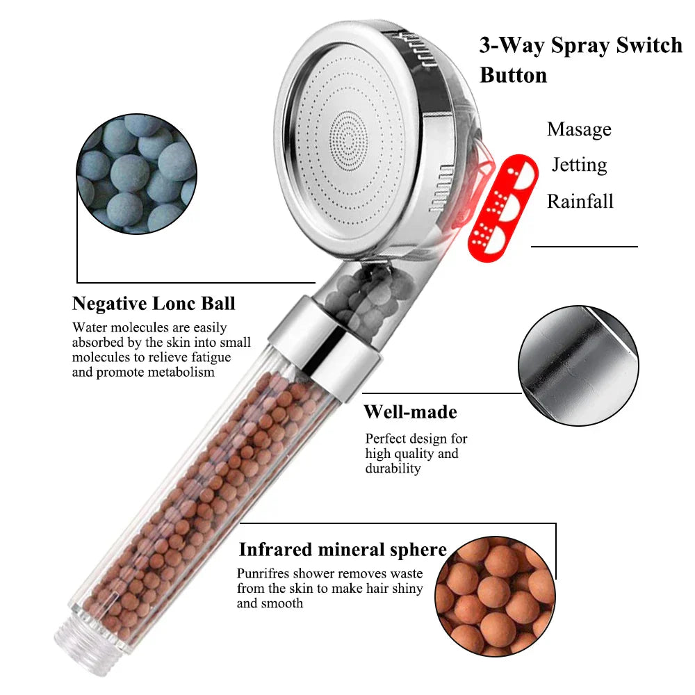 Chrome Spa Anion Shower Head