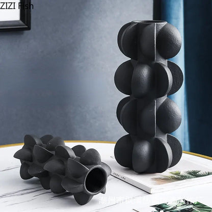 DecorBites™ Geometric Spiral Resin Vase - Black and White Flower Vase for Home Decor