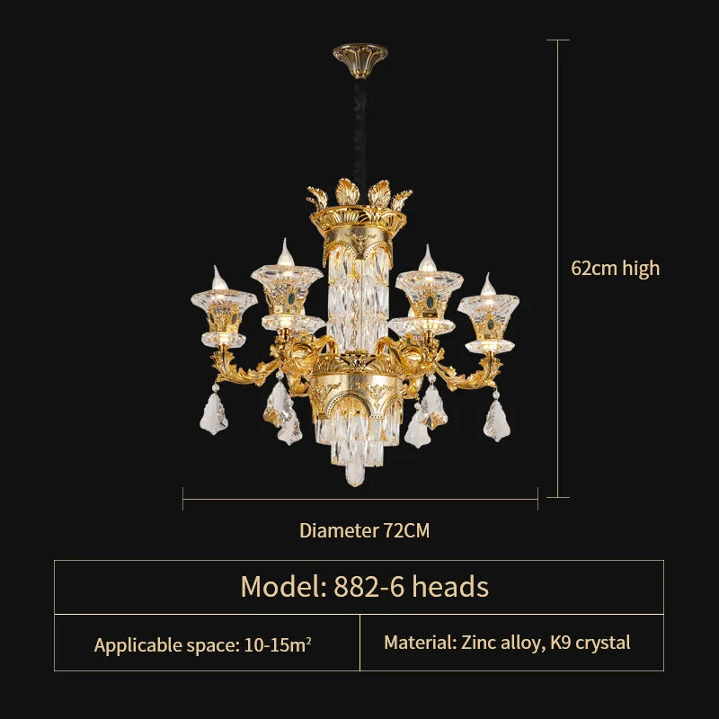 DecorBites™ Jade Crystal Chandelier - Elegant European Style Living Room Lighting