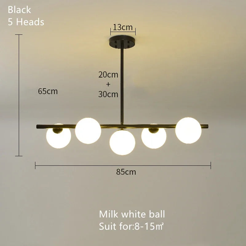 DecorBites™ Glass Ball Pendant Chandeliers - Modern LED Hanging Lights for Home Decor