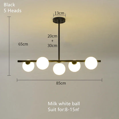 DecorBites™ Glass Ball Pendant Chandeliers - Modern LED Hanging Lights for Home Decor