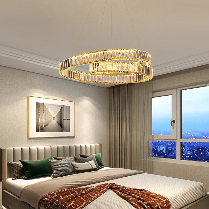 DecorBites™ Crystal LED Pendant Lights: Modern Luxury Chandelier for Living and Dining Rooms