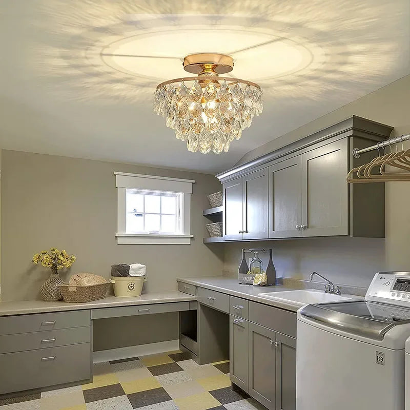 DecorBites™ Crystal LED Chandelier Ceiling Lamp for Living Dining Room Decor