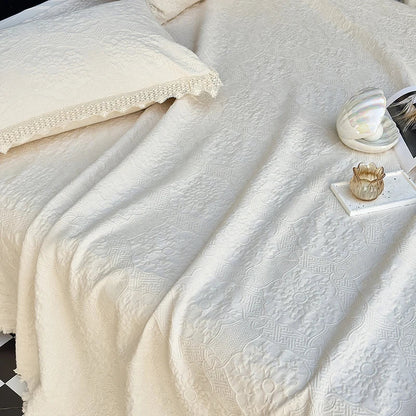 DecorBites™ Cotton Quilted Bedspread Set with Bed Skirt & Pillowcases