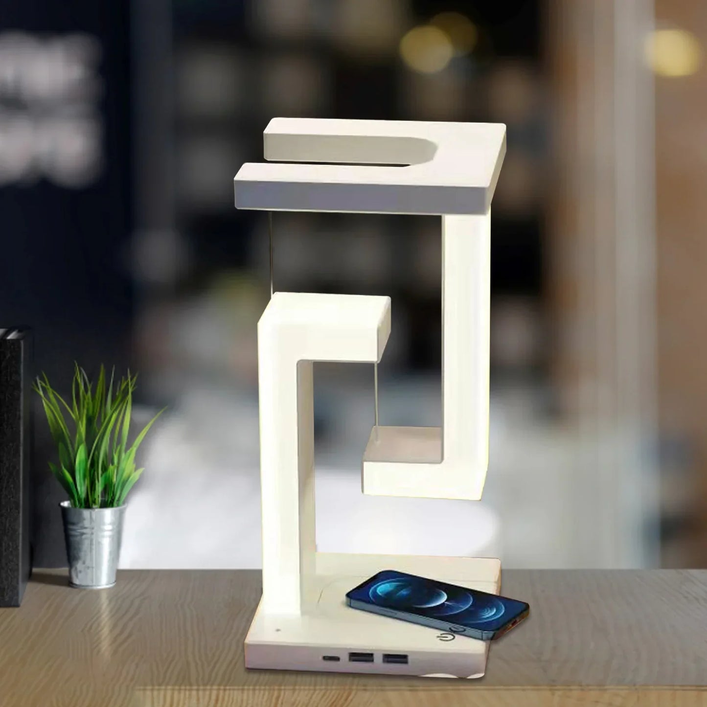 DecorBites™ Anti-gravity Night Light & Wireless Charger Desk Lamp, Dimmable LED Table Lamp