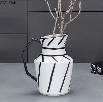 DecorBites™ Elegant Striped Ceramic Vase TV Cabinet Crafts Hydroponic Home Decor Gift