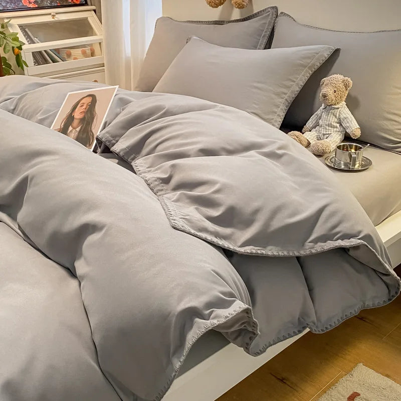 DecorBites™ Cozy Shell Edges Bedding Set: Soft Duvet & Fitted Sheet for Autumn/Winter