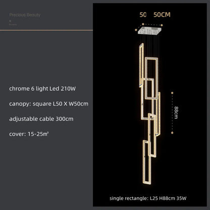 DecorBites™ Crystal LED Pendant Light Luxury Stairs Lustre Modern Lighting Fixture