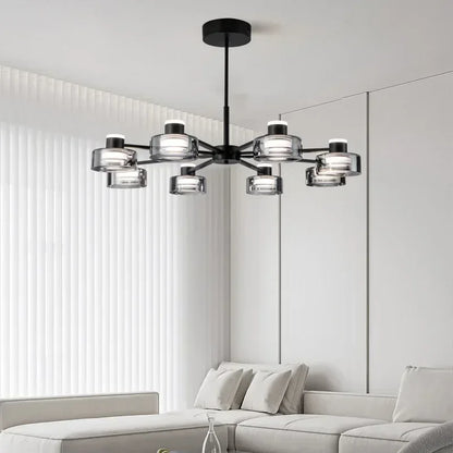 DecorBites™ Glass LED Chandelier: Modern Minimalist Copper Pendant Light for Living Room & Bedroom
