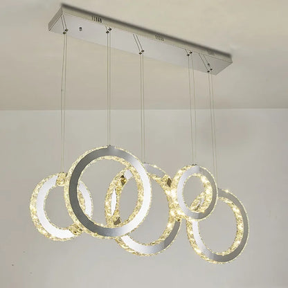 DecorBites™ Crystal Circle LED Pendant Chandelier for Dining Room